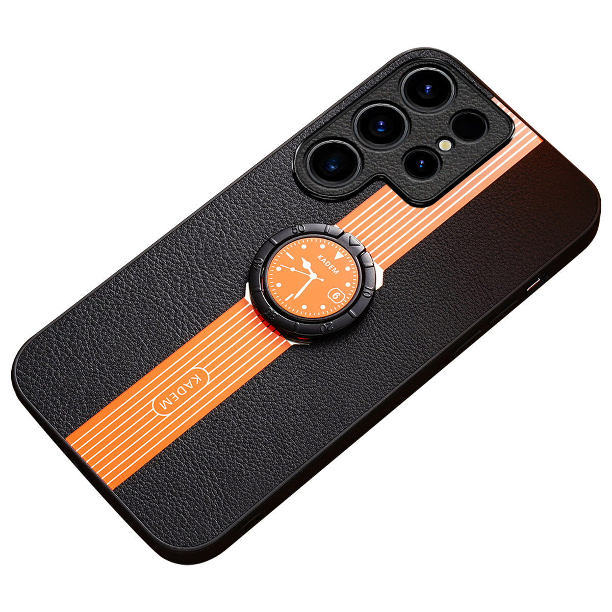 KADEM For Samsung Galaxy S24 Ultra Case Shockproof Ring Kickstand Phone Cover - Orange