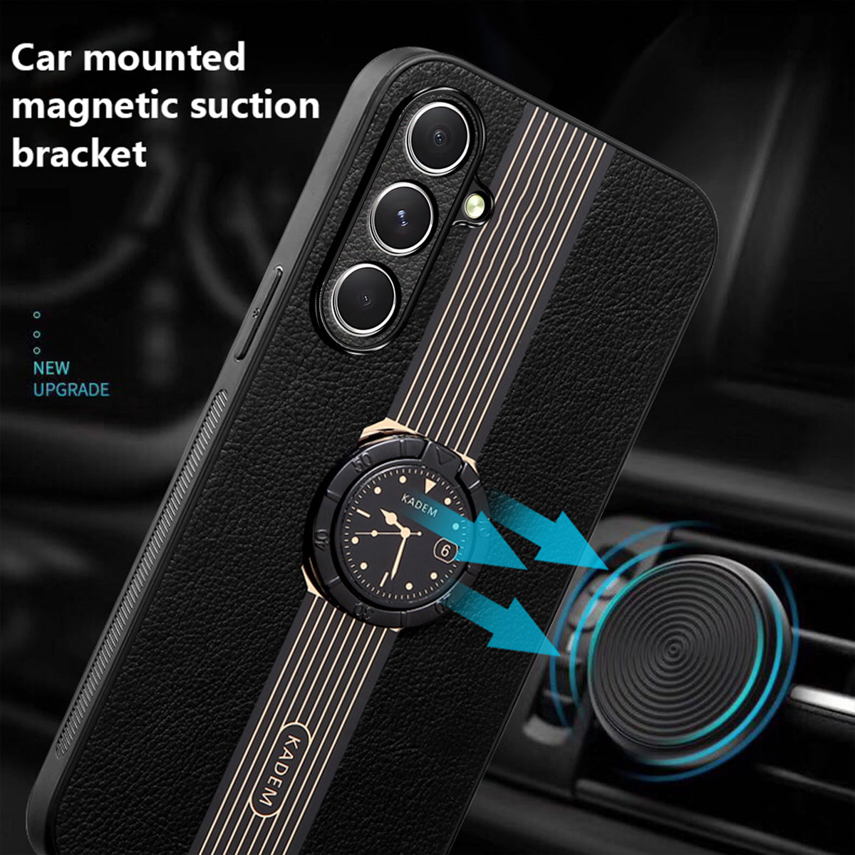 KADEM For Samsung Galaxy S24+ Case Electroplating Ring Kickstand Anti-scratch Phone Cover - Black