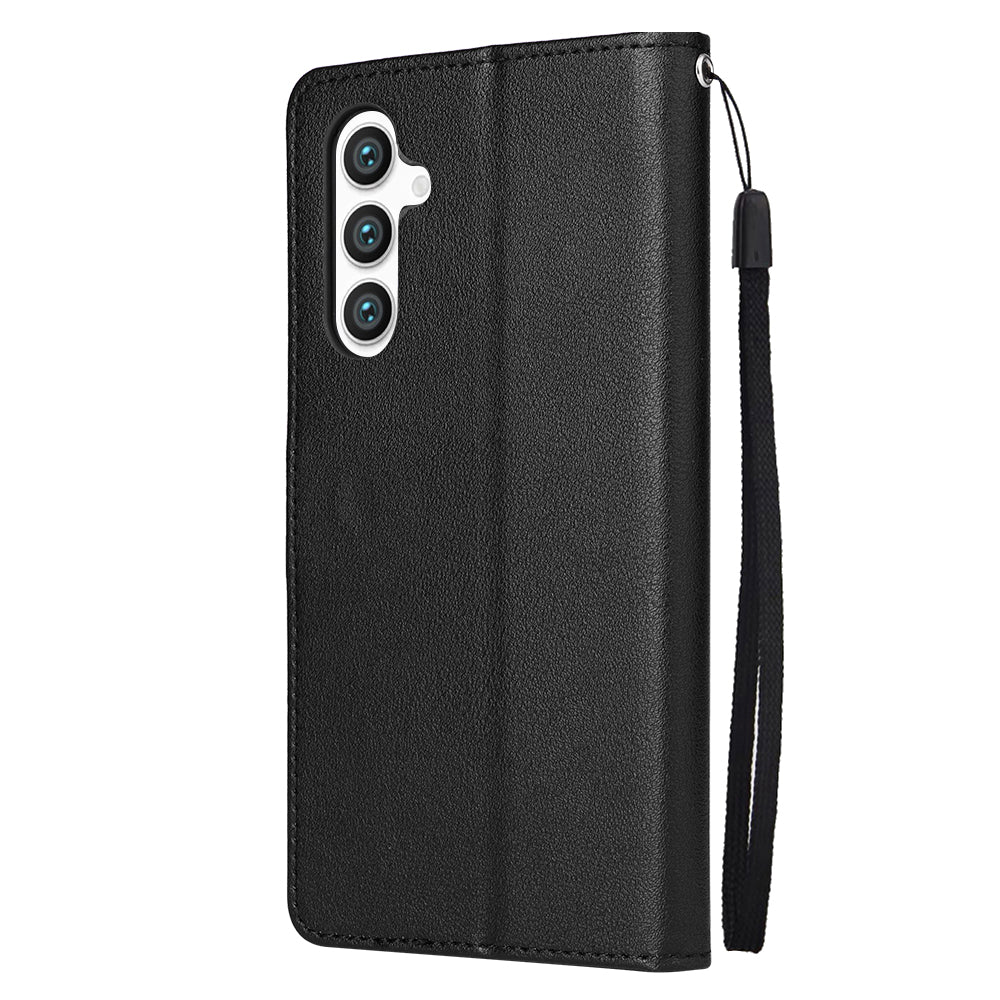 For Samsung Galaxy S24+ Leather Case Wallet Magnetic Clasp Phone Cover - Black