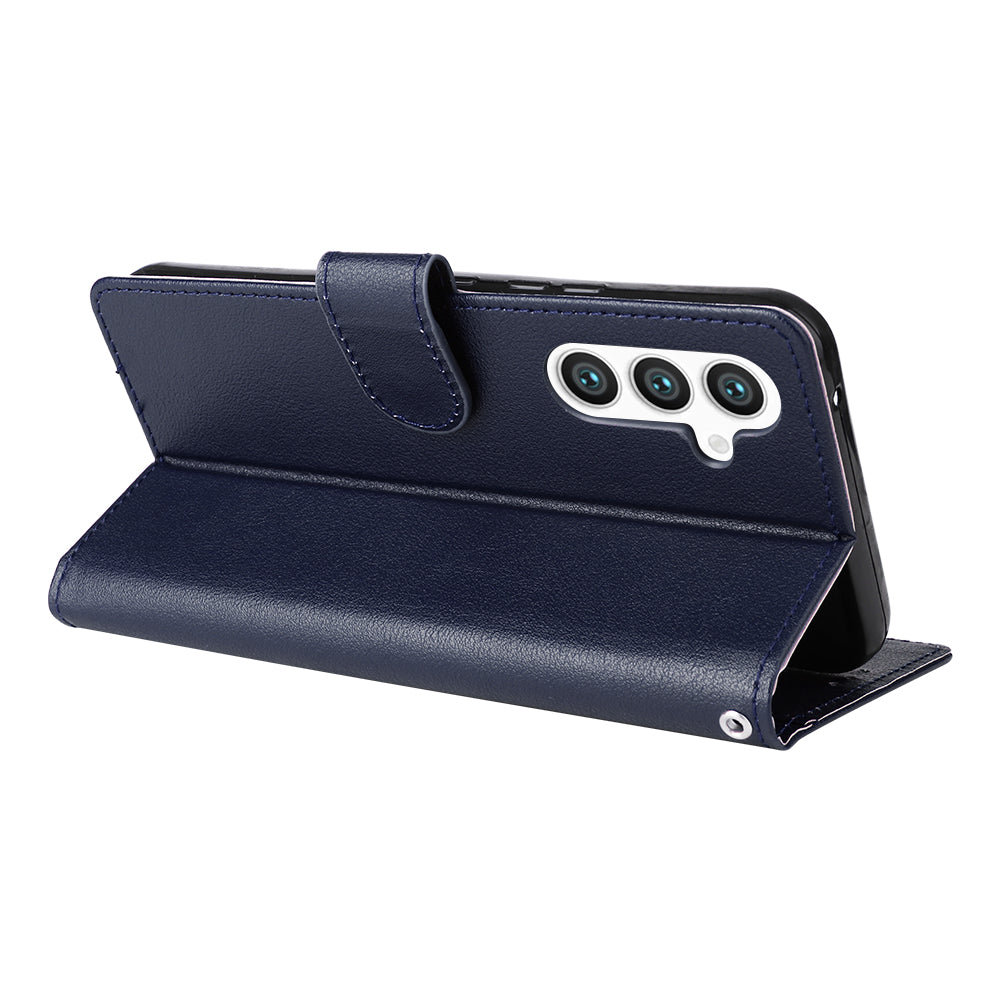 For Samsung Galaxy S24+ Leather Case Wallet Magnetic Clasp Phone Cover - Blue