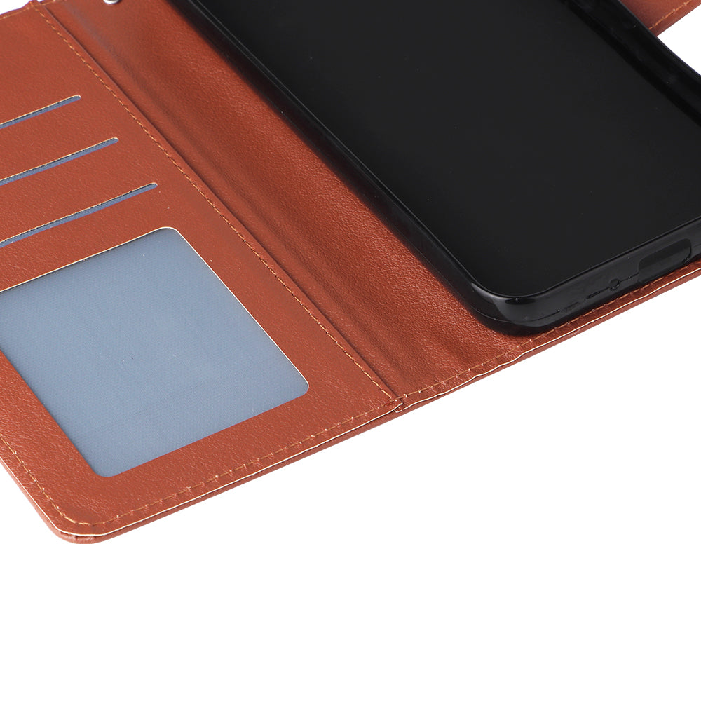 For Samsung Galaxy S24 Case PU Leather Stand Wallet Phone Cover - Brown
