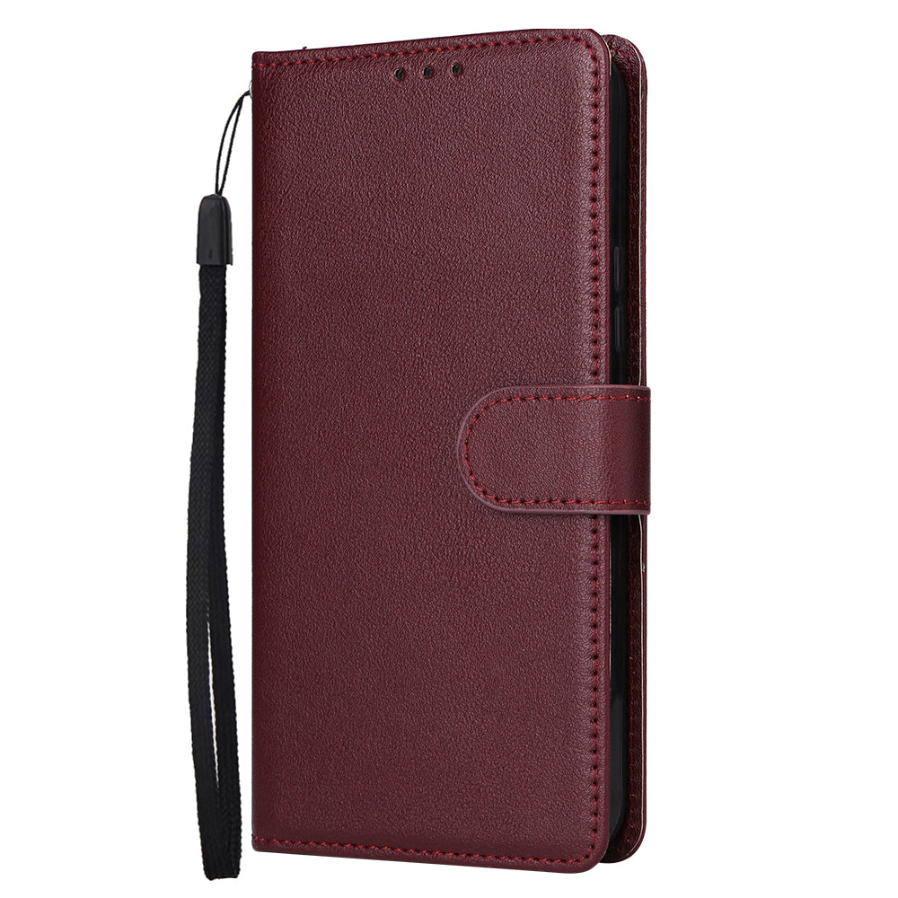 For Samsung Galaxy S24 Case PU Leather Stand Wallet Phone Cover - Wine Red