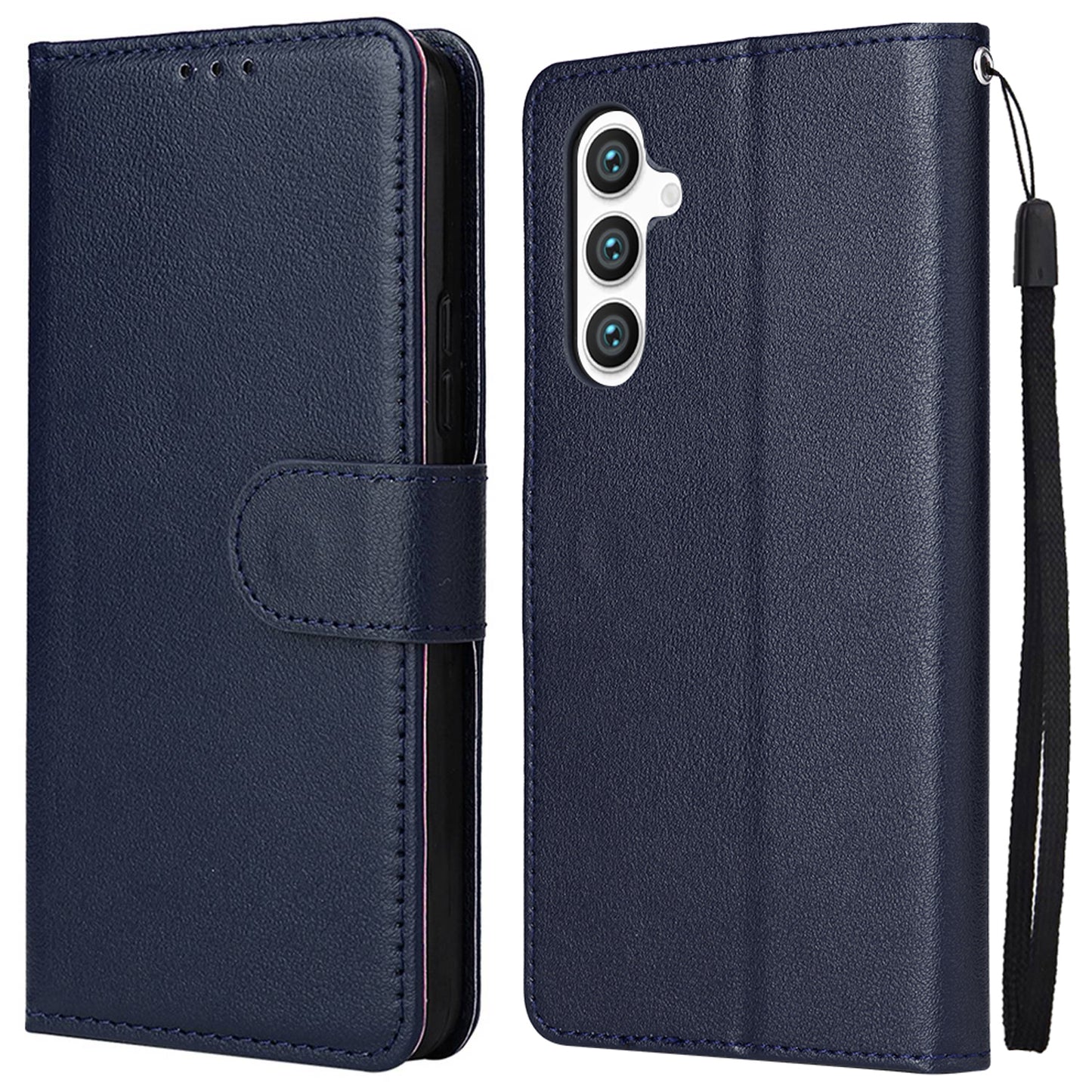 For Samsung Galaxy S24 Case PU Leather Stand Wallet Phone Cover - Blue