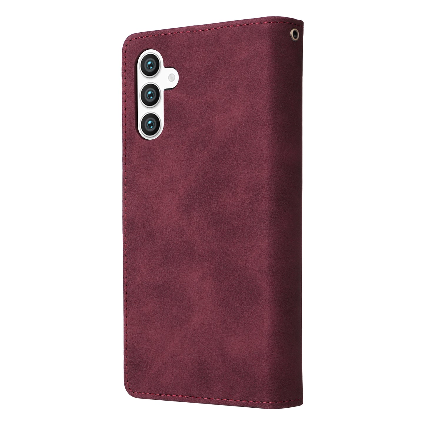 For Samsung Galaxy S24 Case PU Leather Wallet Cover with Multiple Card Slots - Wine Red