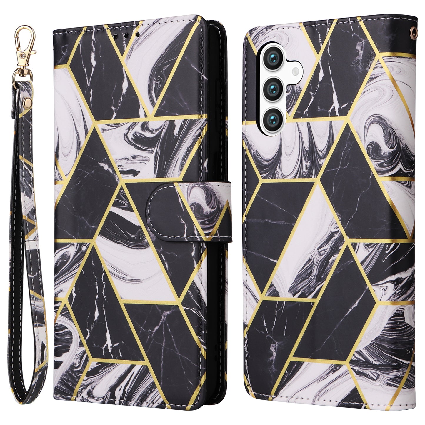 For Samsung Galaxy S24+ Case Pattern Printing Wallet Leather Phone Cover - Black