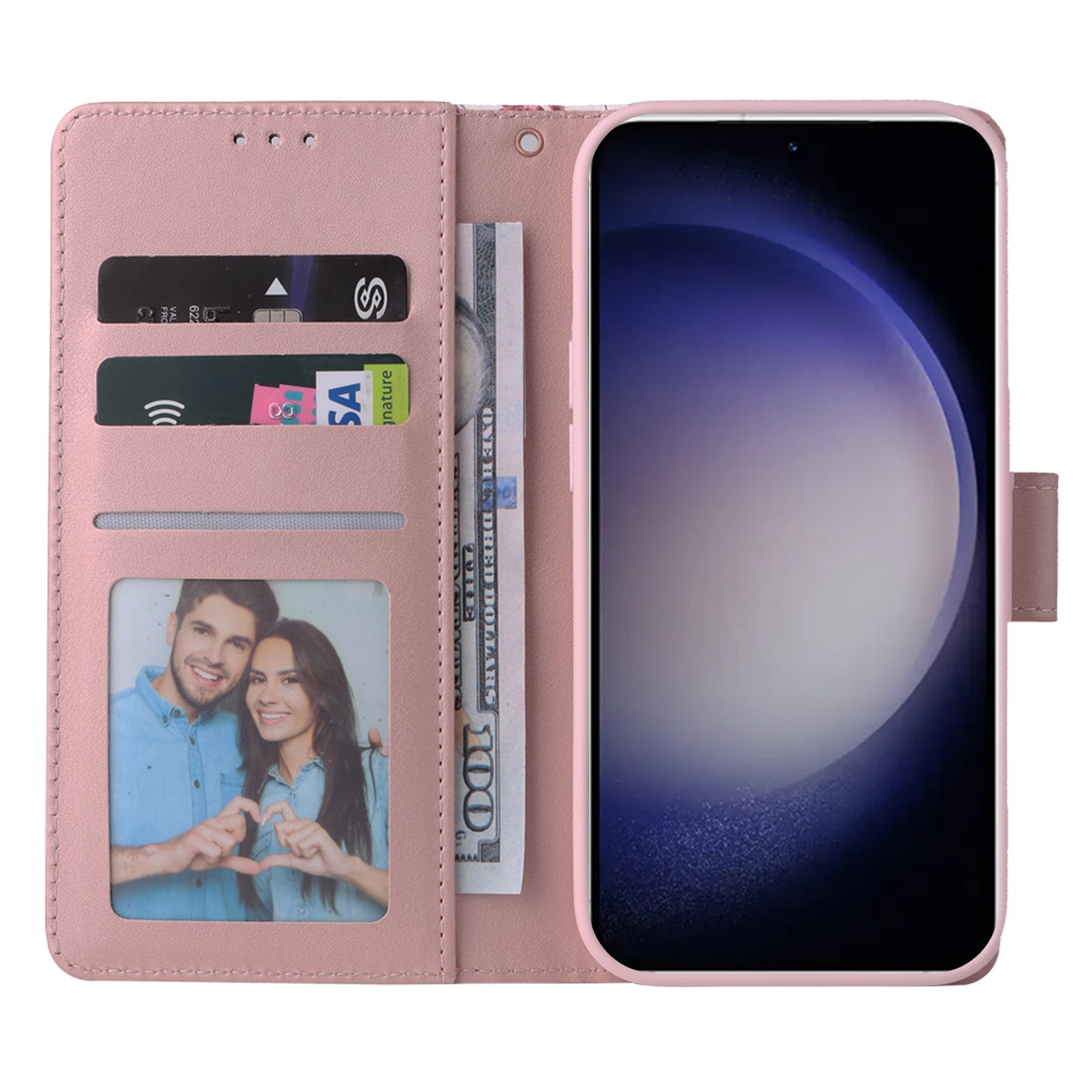 For Samsung Galaxy S24 Case PU Leather Marble Pattern Phone Wallet Cover - Purple