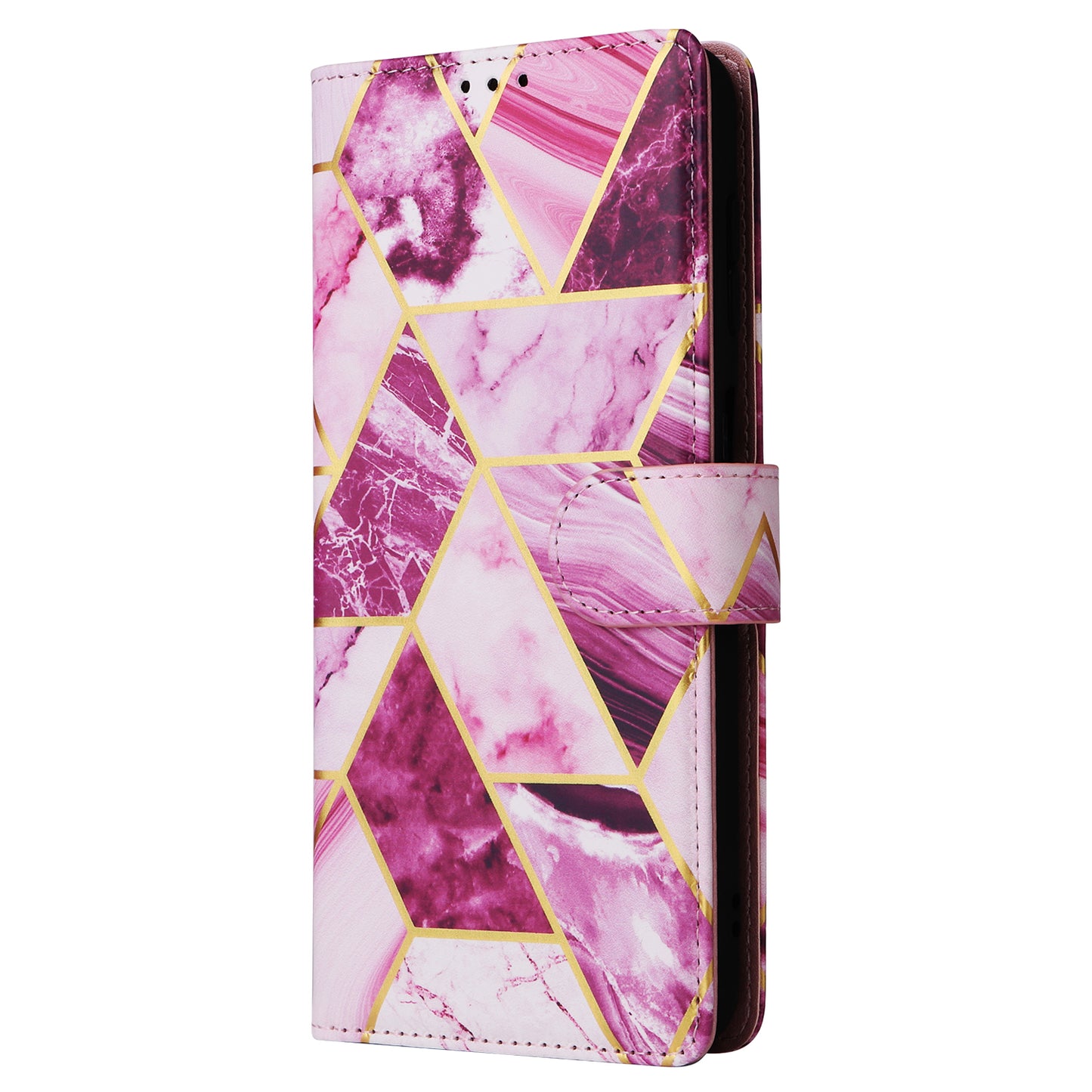 For Samsung Galaxy S24 Case PU Leather Marble Pattern Phone Wallet Cover - Purple