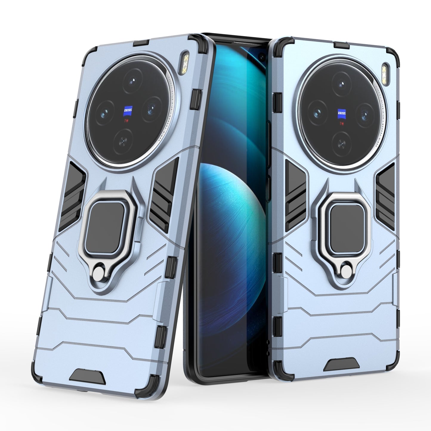 For vivo X100 5G Case Anti-Scratch PC+TPU Phone Cover with Kickstand - Blue