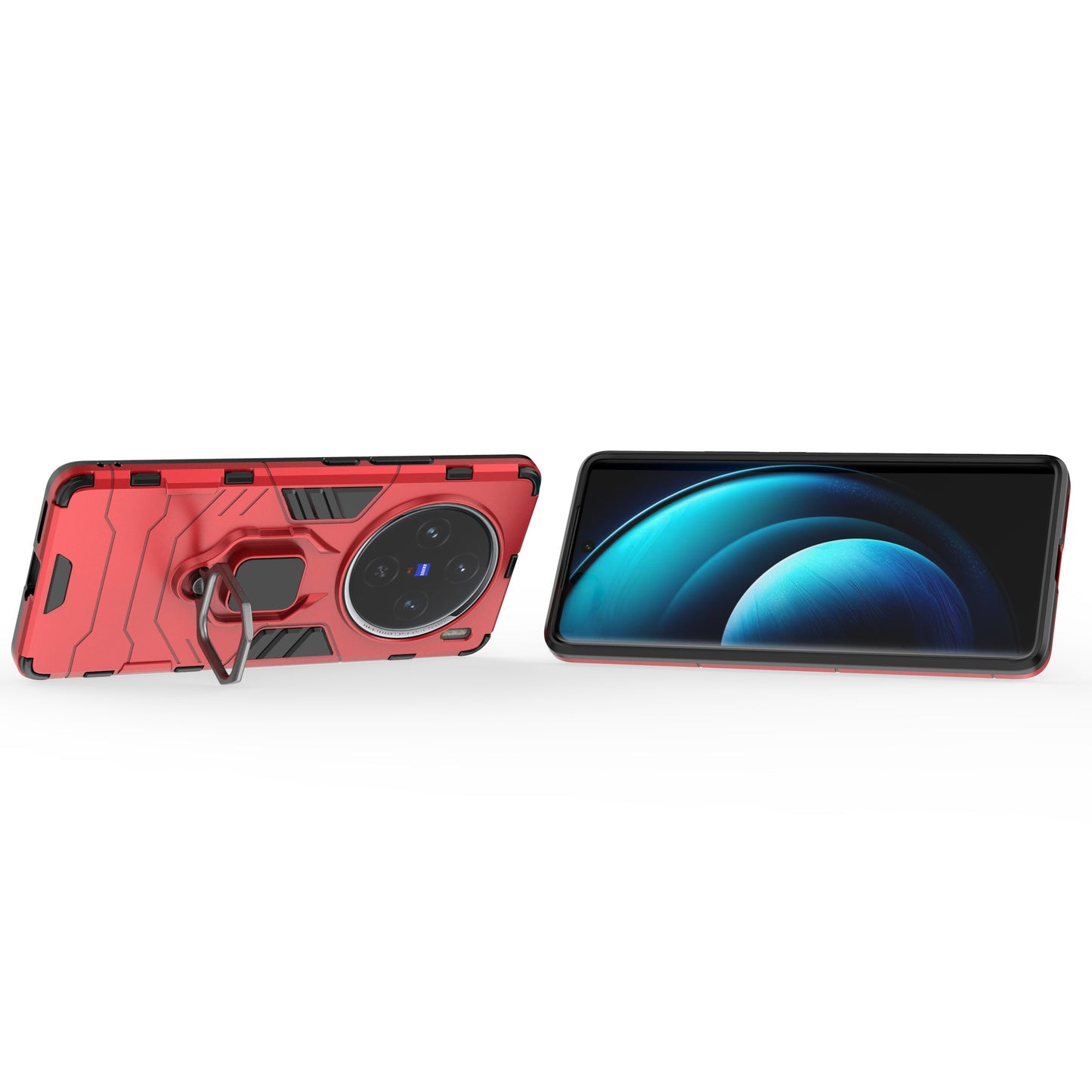 For vivo X100 5G Case Anti-Scratch PC+TPU Phone Cover with Kickstand - Red