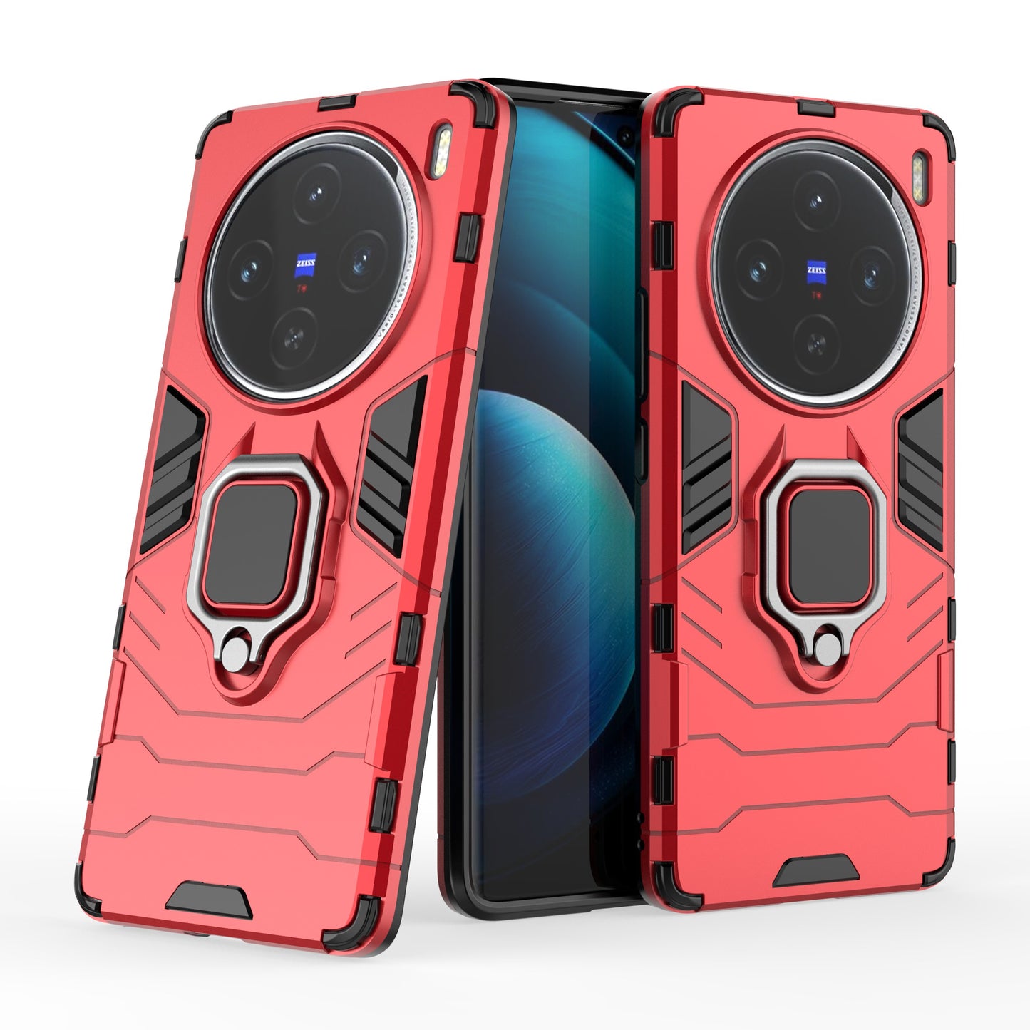 For vivo X100 5G Case Anti-Scratch PC+TPU Phone Cover with Kickstand - Red