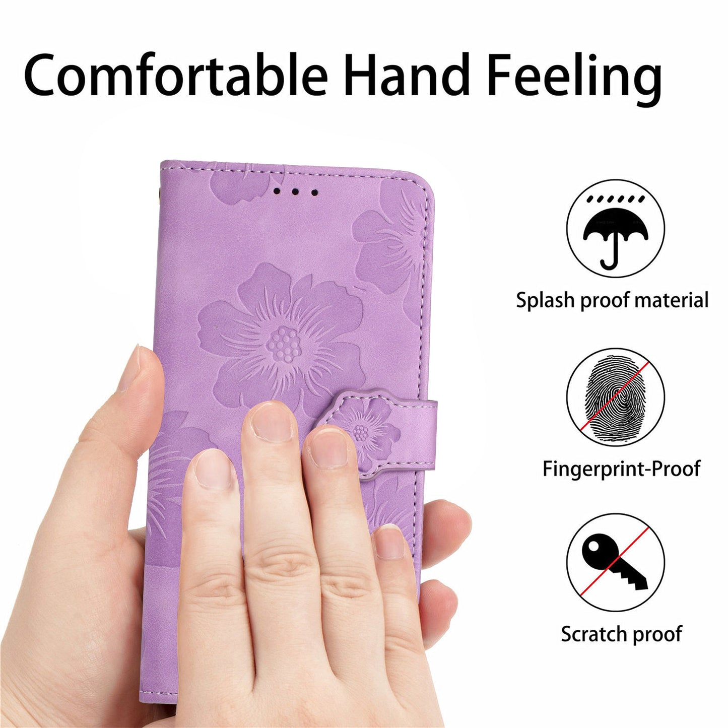 Phone Shell for Samsung Galaxy S24+ Case PU Leather Wallet Imprinted Phone Stand Cover - Purple