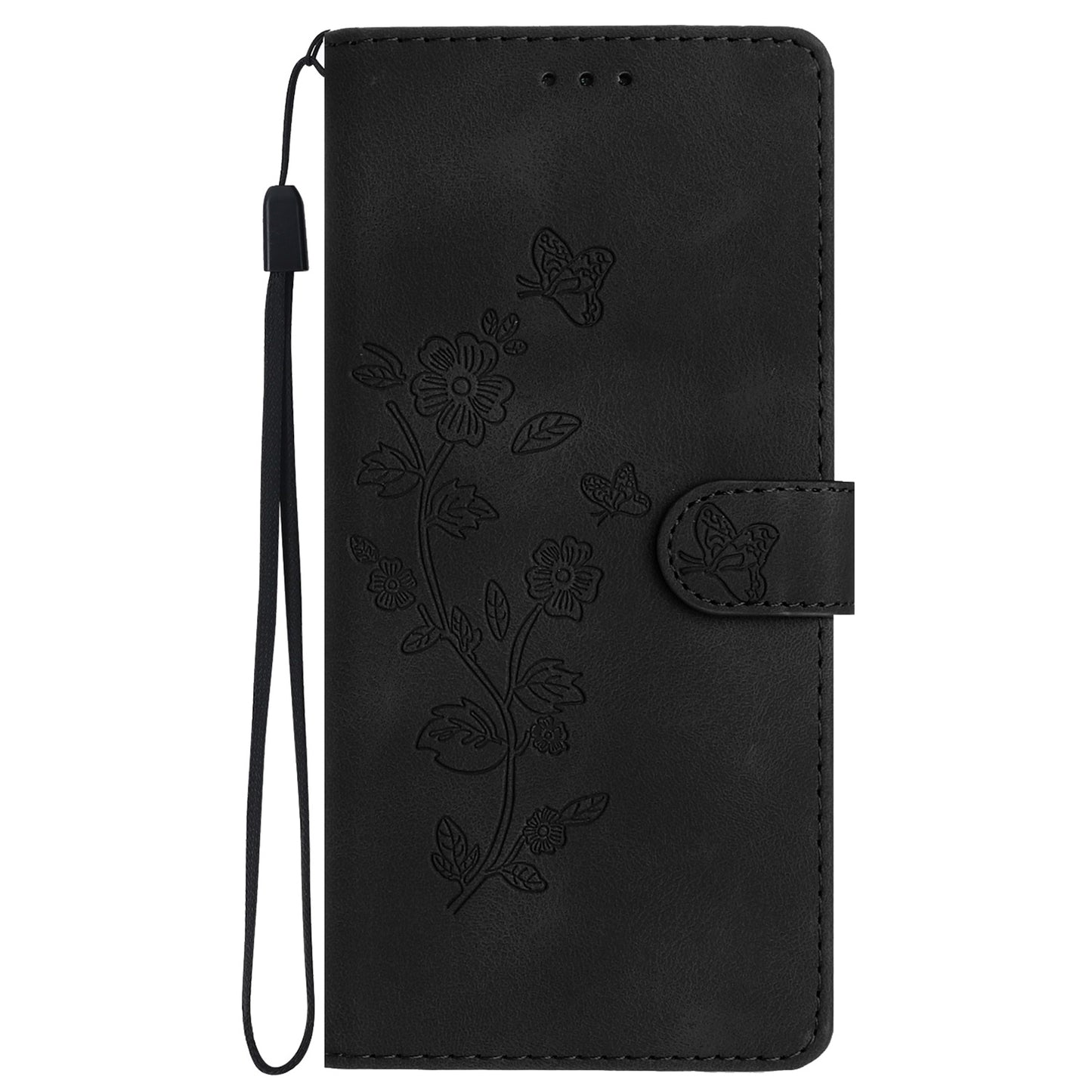 For Samsung Galaxy S24+ Case Imprinted Stand Phone Shell Wallet PU Leather Magnetic Phone Cover - Black