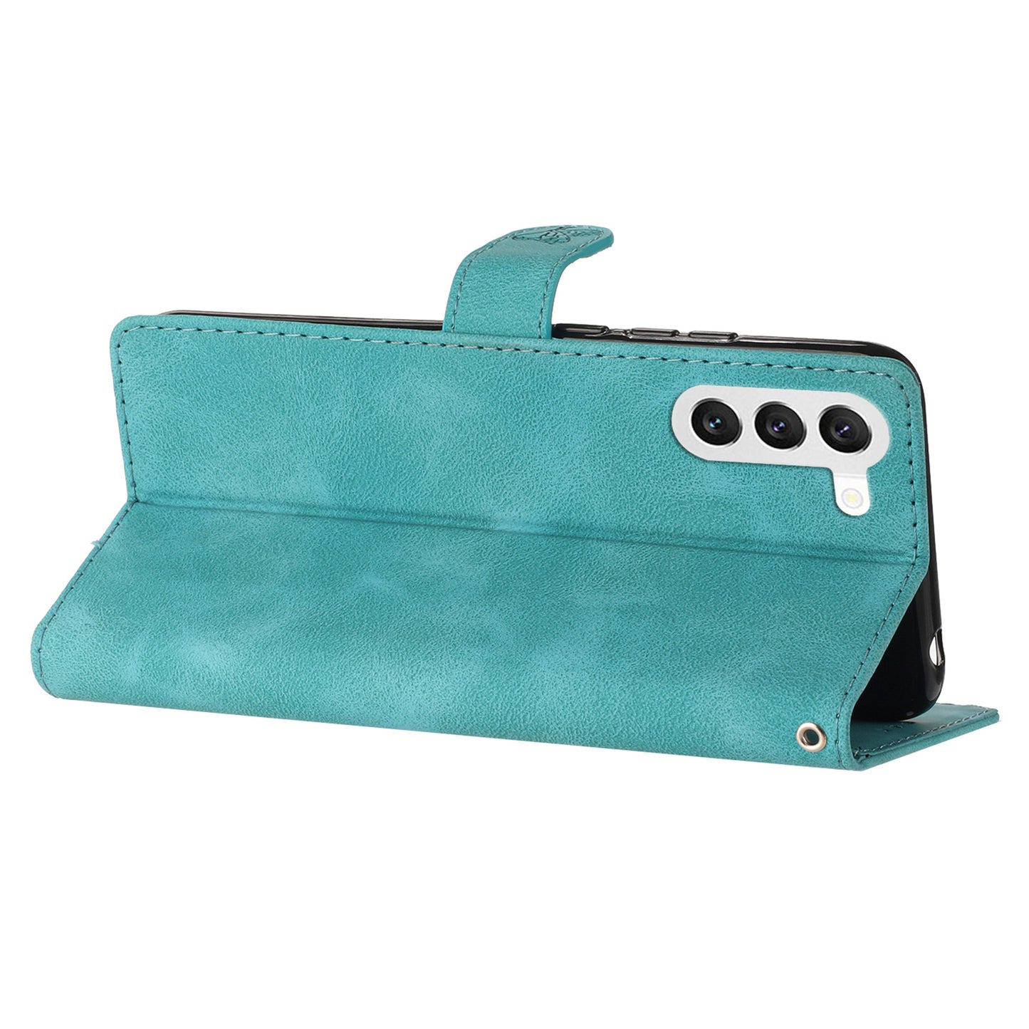 For Samsung Galaxy S24+ Case Imprinted Stand Phone Shell Wallet PU Leather Magnetic Phone Cover - Sky Blue