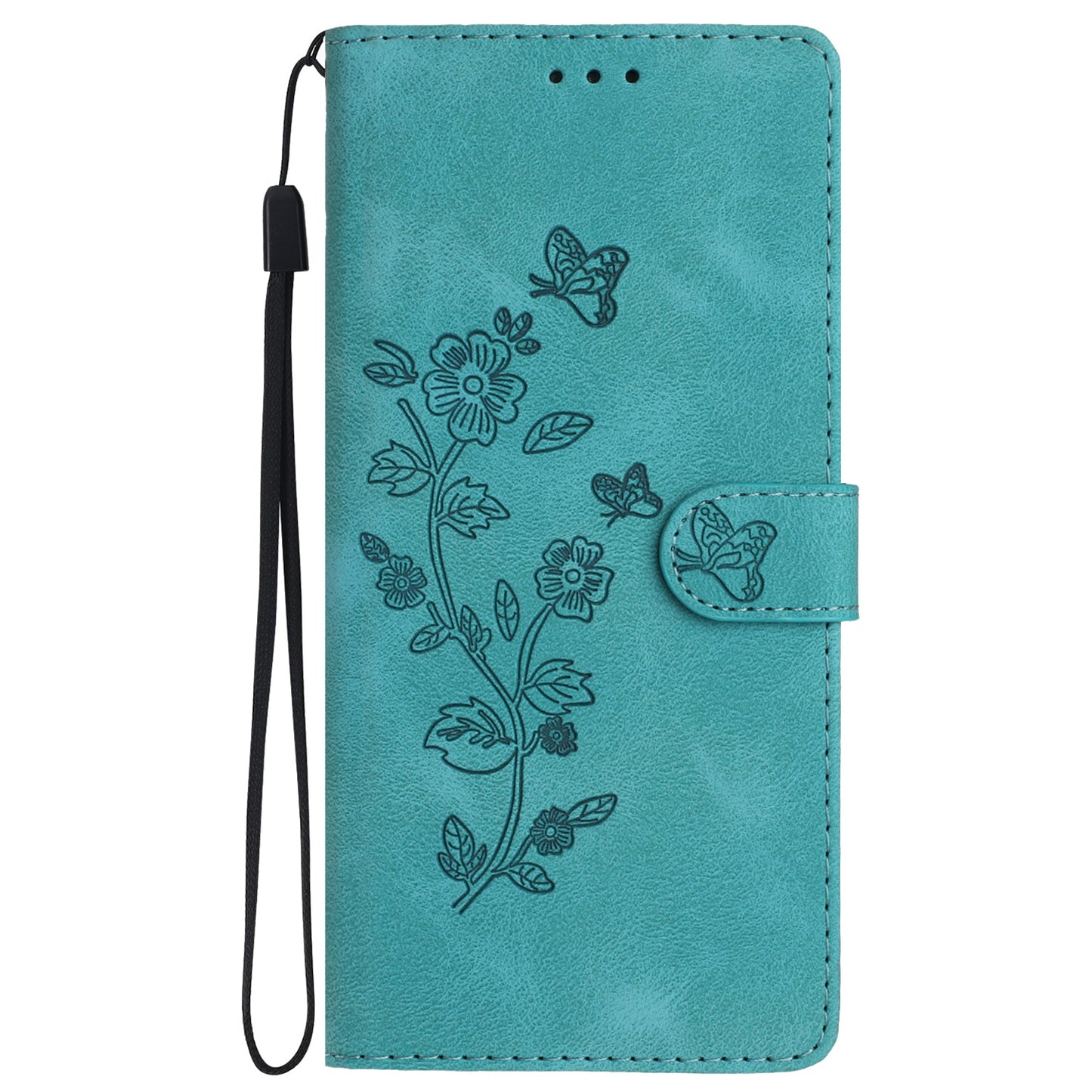 For Samsung Galaxy S24+ Case Imprinted Stand Phone Shell Wallet PU Leather Magnetic Phone Cover - Sky Blue