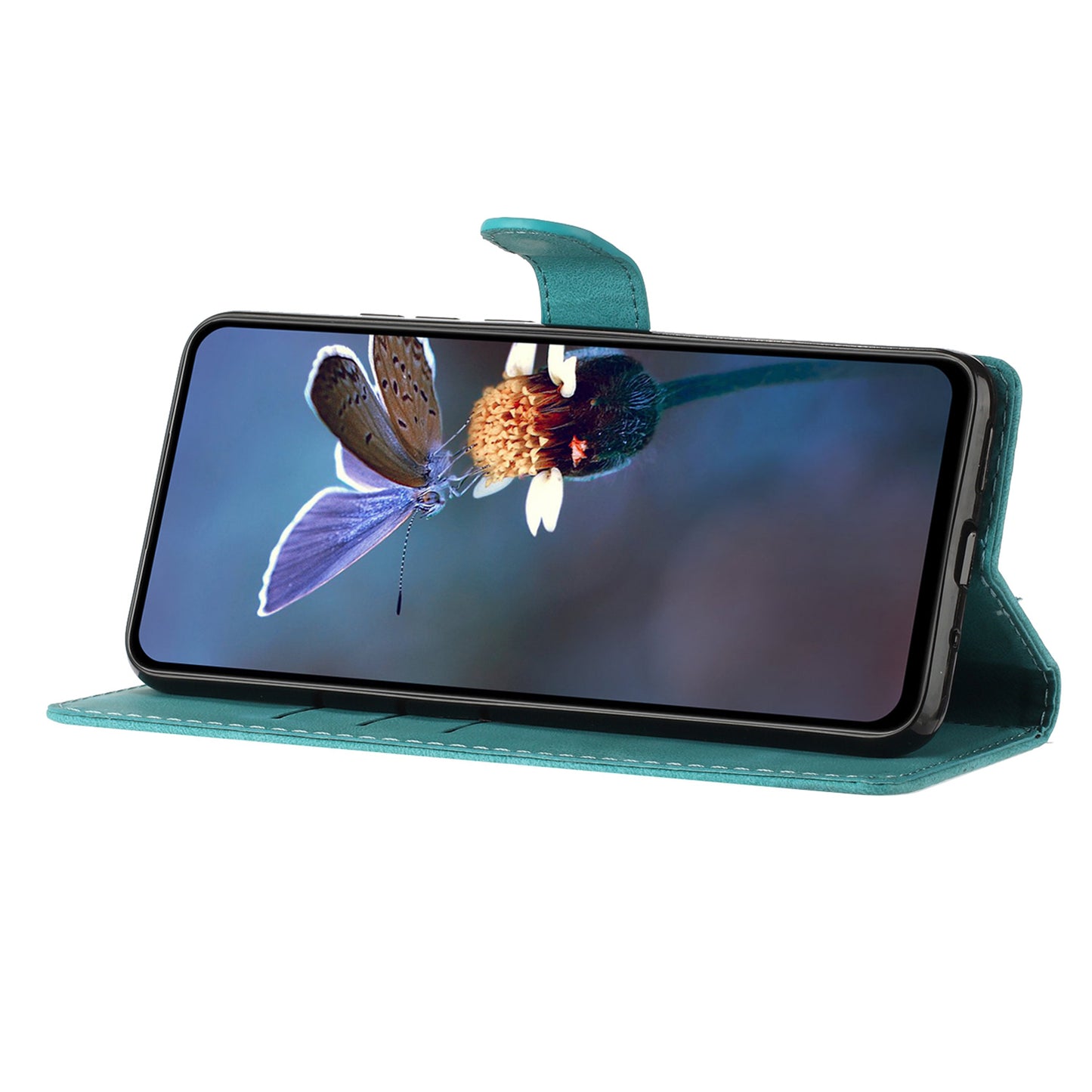 For Samsung Galaxy S24 Ultra Case PU Leather Stand Phone Cover Magnetic Phone Shell Wallet - Sky Blue