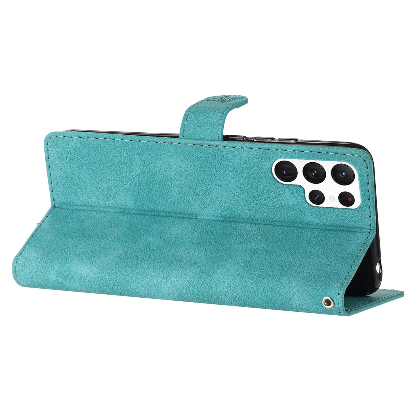 For Samsung Galaxy S24 Ultra Case PU Leather Stand Phone Cover Magnetic Phone Shell Wallet - Sky Blue