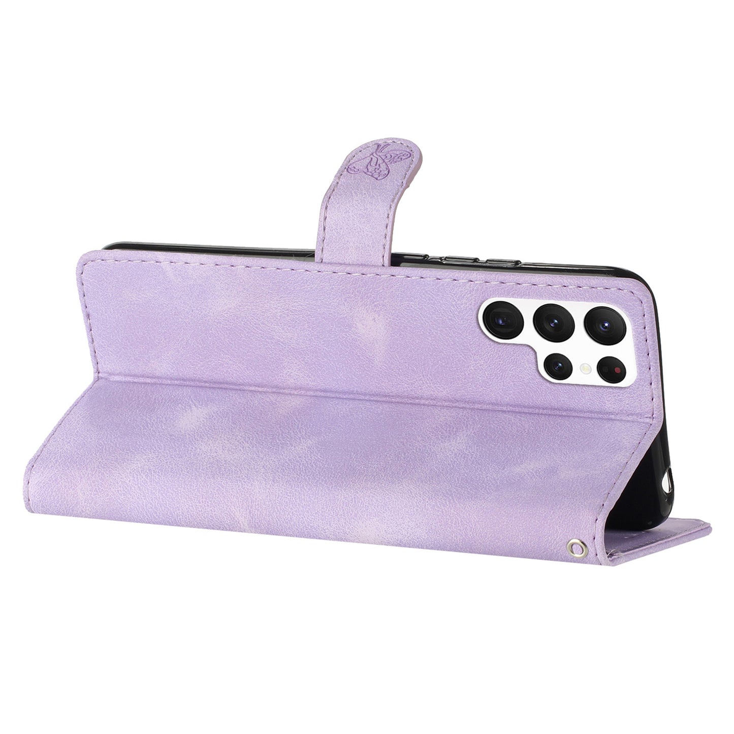 For Samsung Galaxy S24 Ultra Case PU Leather Stand Phone Cover Magnetic Phone Shell Wallet - Purple