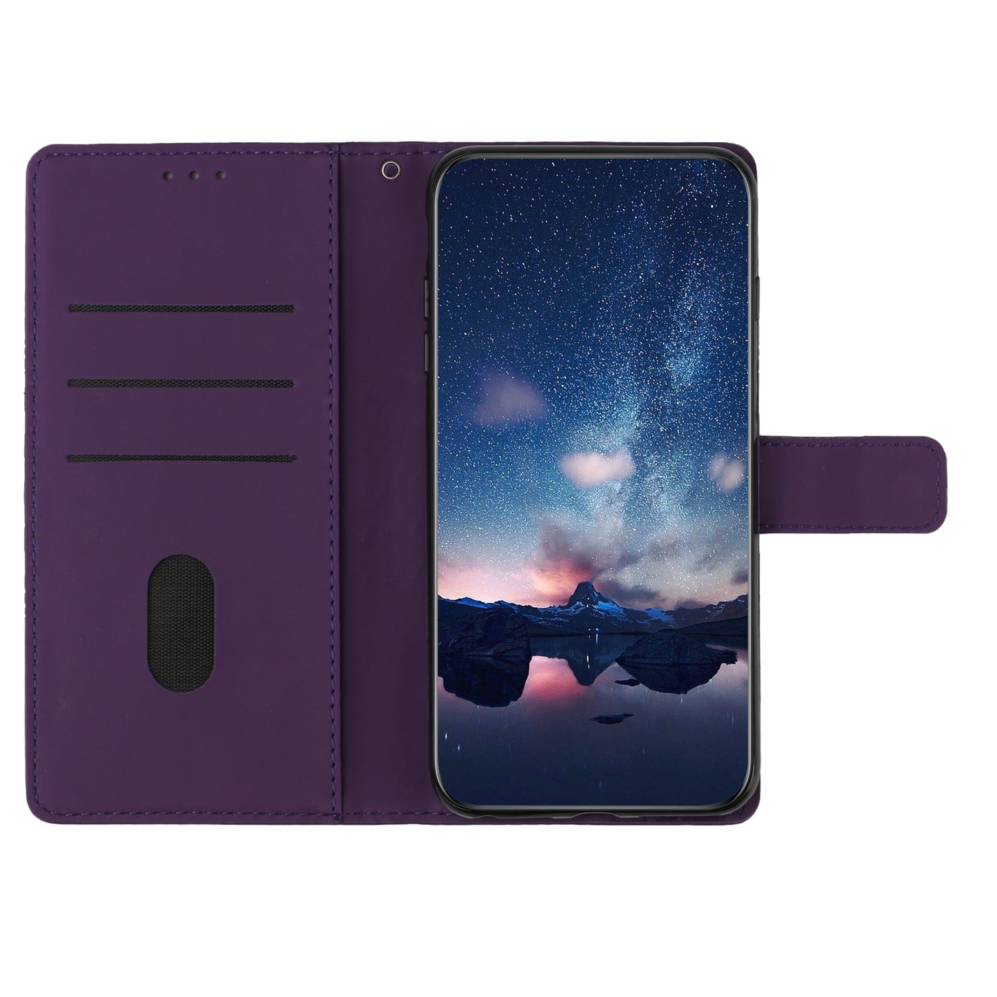 For Samsung Galaxy S24 Case Imprinted Rhombus Wallet Phone Cover - Purple