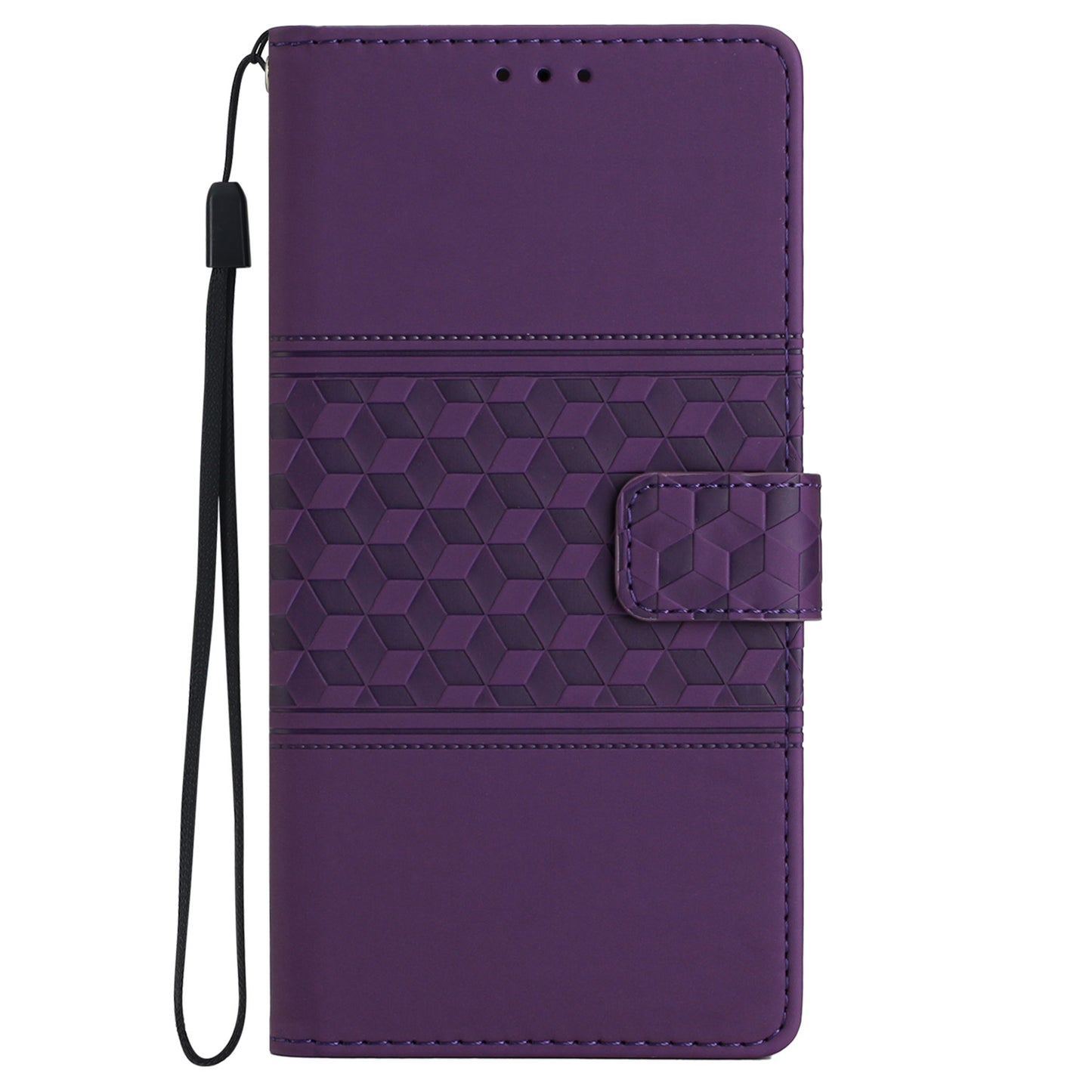 For Samsung Galaxy S24 Case Imprinted Rhombus Wallet Phone Cover - Purple
