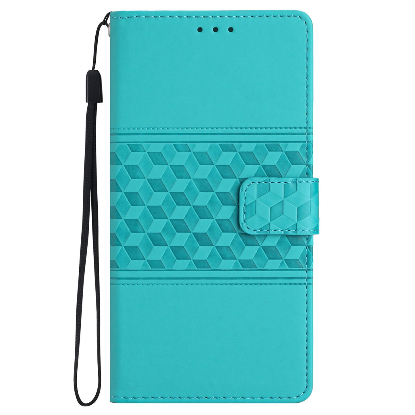 For Samsung Galaxy S24 Case Imprinted Rhombus Wallet Phone Cover - Sky Blue