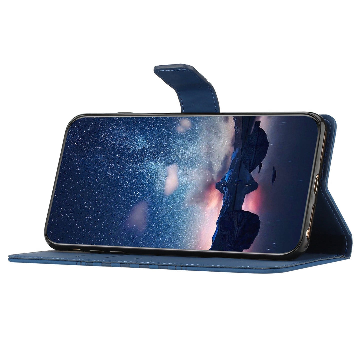 For Samsung Galaxy S24 Case Imprinted Rhombus Wallet Phone Cover - Blue