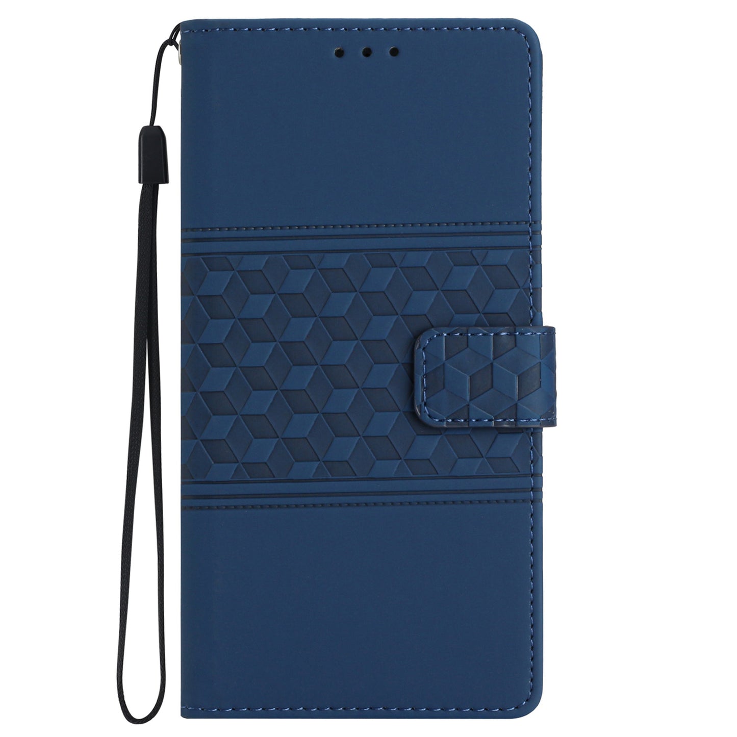For Samsung Galaxy S24 Case Imprinted Rhombus Wallet Phone Cover - Blue