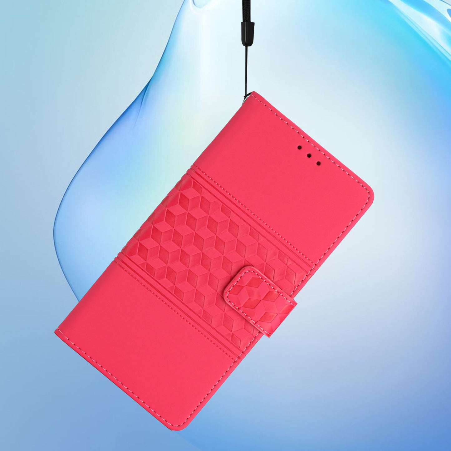 For Samsung Galaxy S24 Case Imprinted Rhombus Wallet Phone Cover - Rose