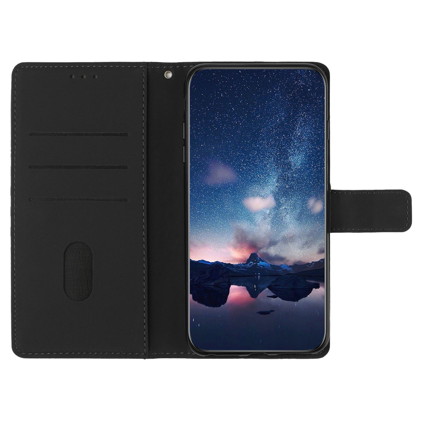 For Samsung Galaxy S24 Case Imprinted Rhombus Wallet Phone Cover - Black