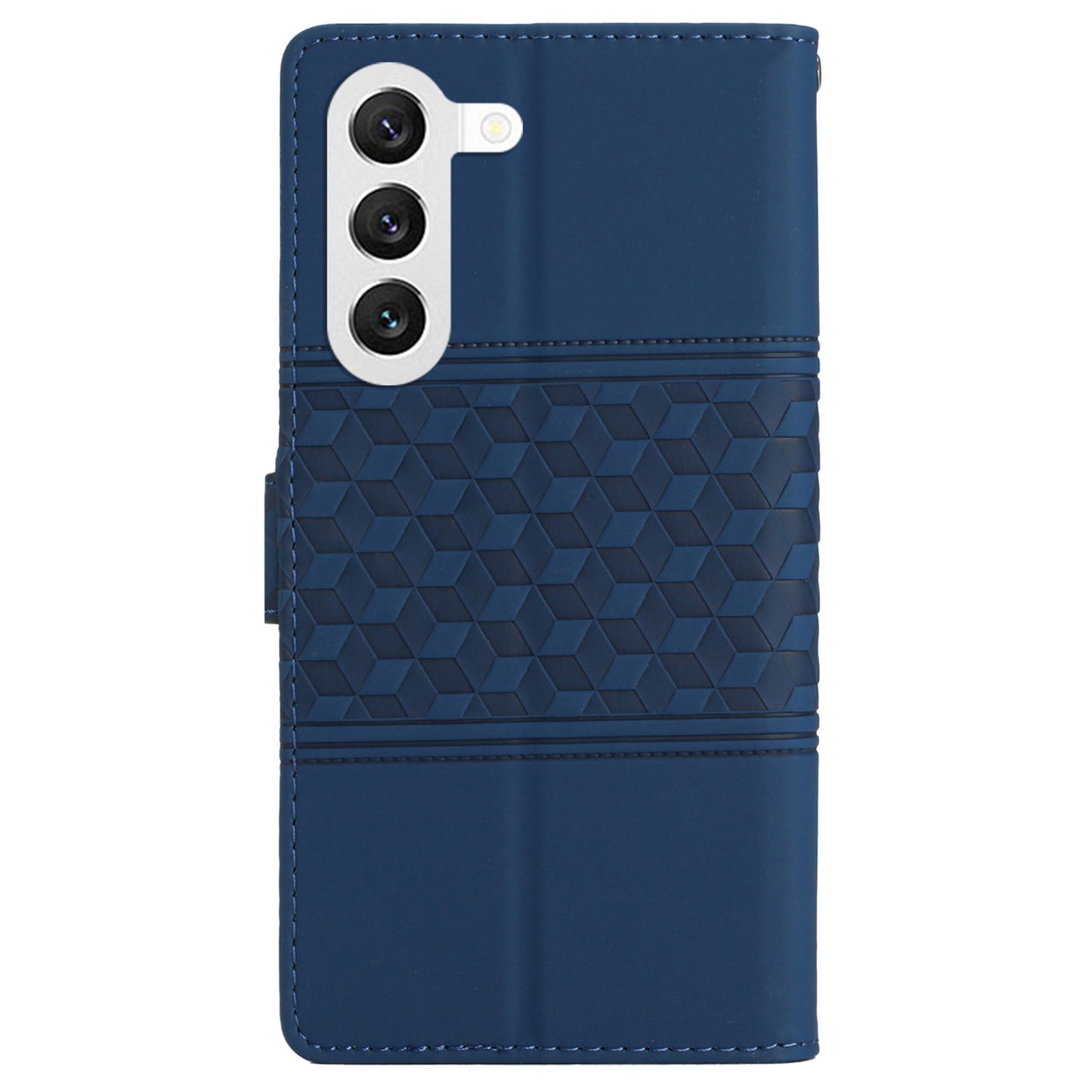 For Samsung Galaxy S24+ Case PU Leather Imprinted Rhombus Wallet Stand Cell Phone Cover - Blue