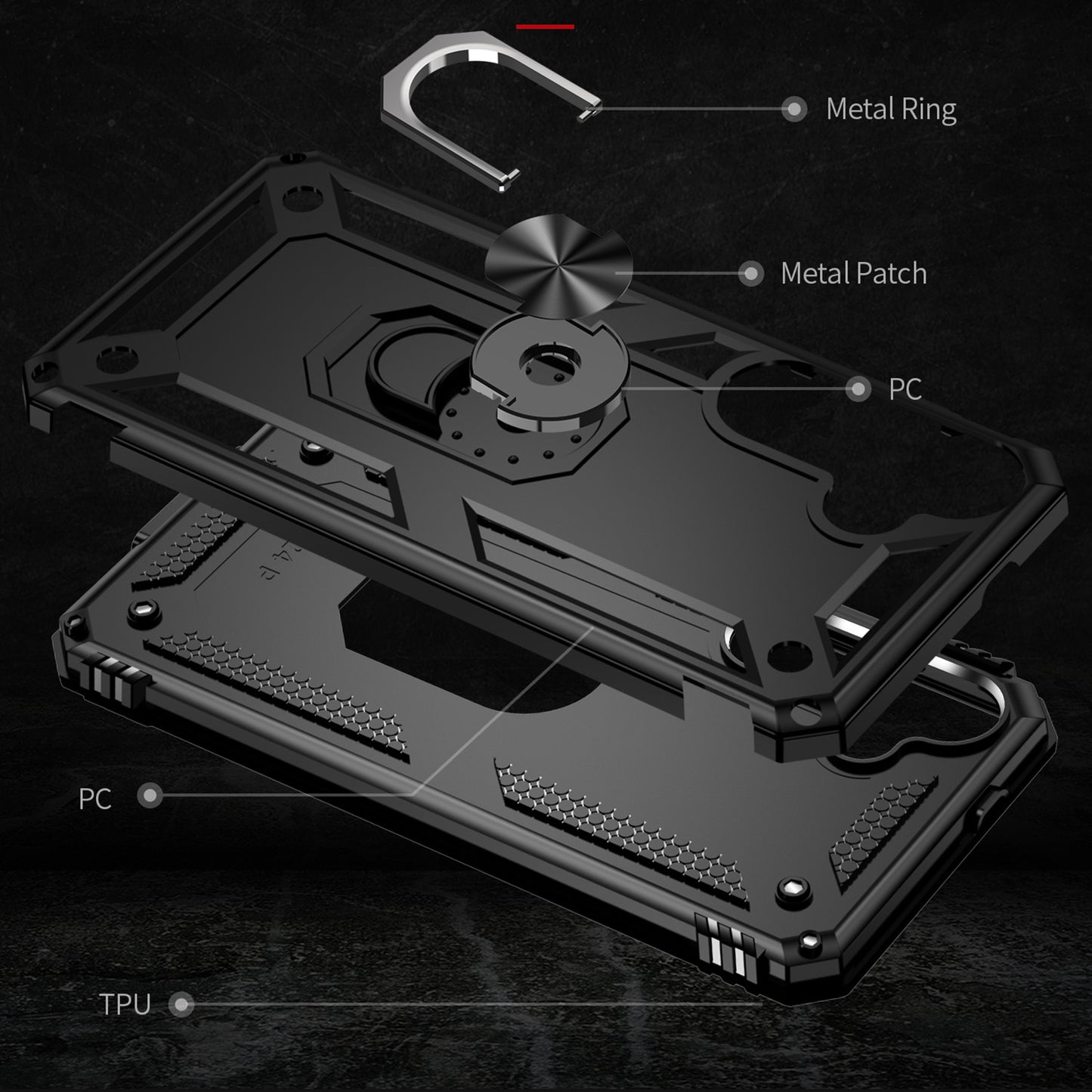 For Samsung Galaxy S24 Case Drop-resistant PC+TPU Kickstand Phone Protector - Black