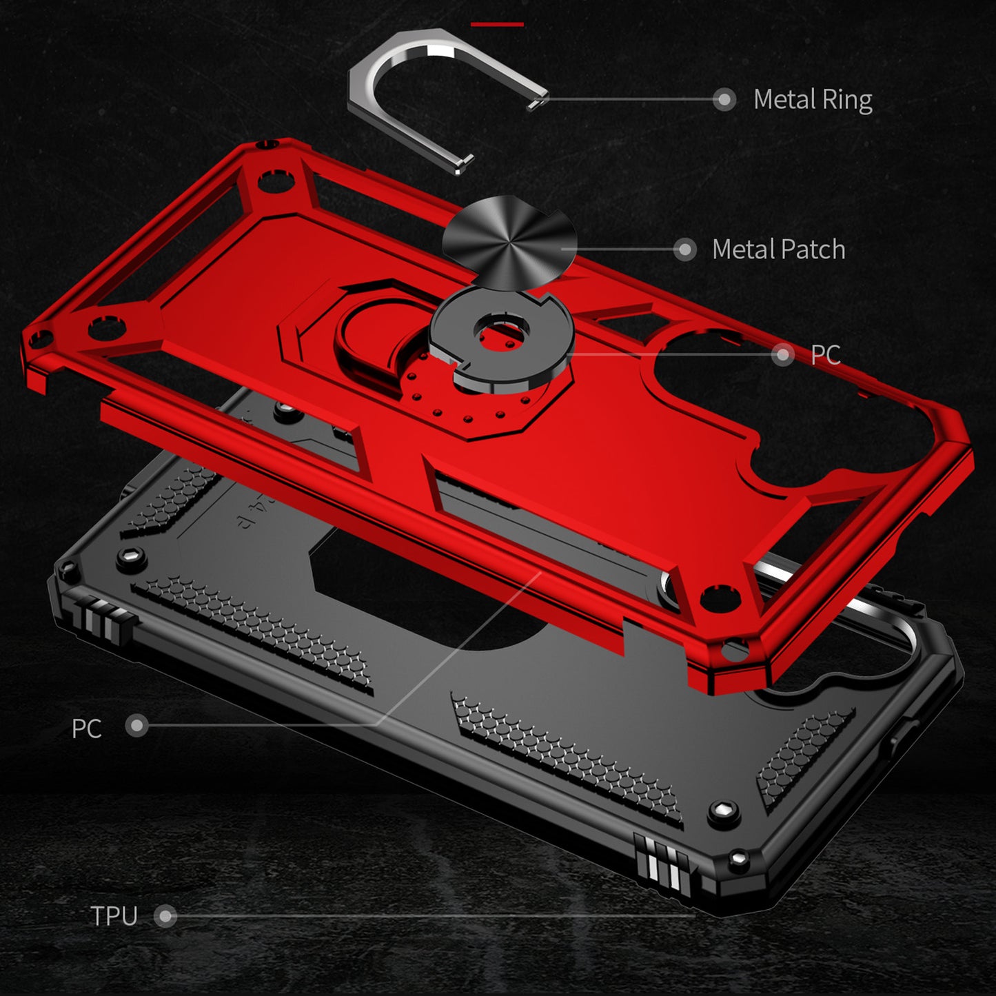 For Samsung Galaxy S24 Case Drop-resistant PC+TPU Kickstand Phone Protector - Red