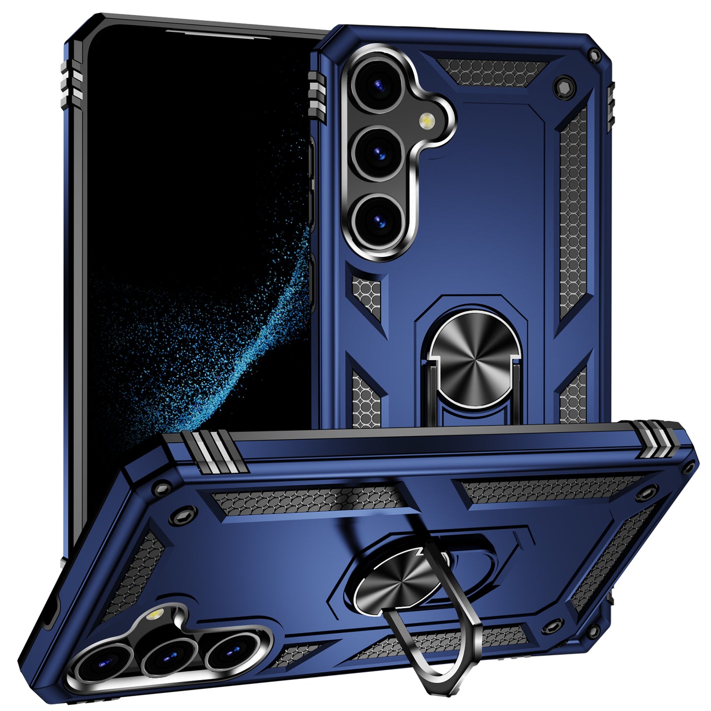For Samsung Galaxy S24 Case Drop-resistant PC+TPU Kickstand Phone Protector - Blue