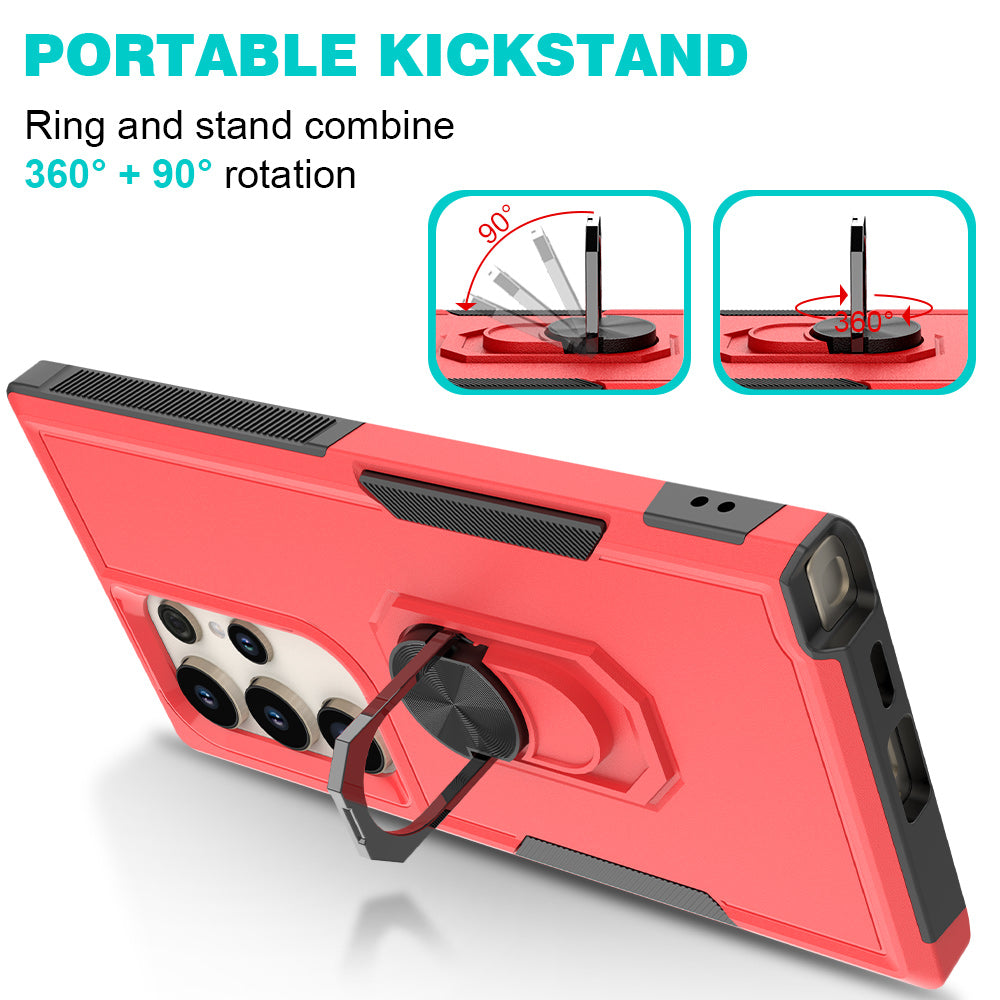 For Samsung Galaxy S24 Ultra Case Rotation Kickstand PC+TPU Protective Cover - Red
