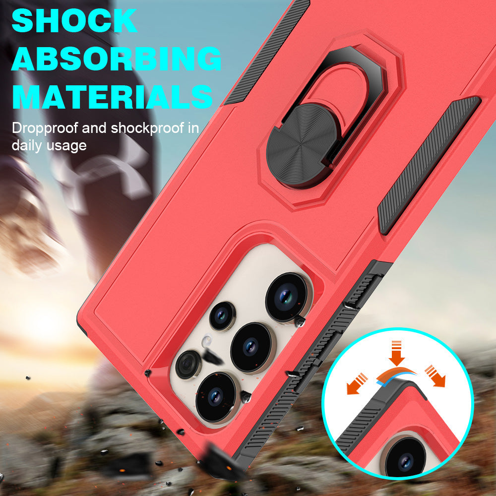 For Samsung Galaxy S24 Ultra Case Rotation Kickstand PC+TPU Protective Cover - Red