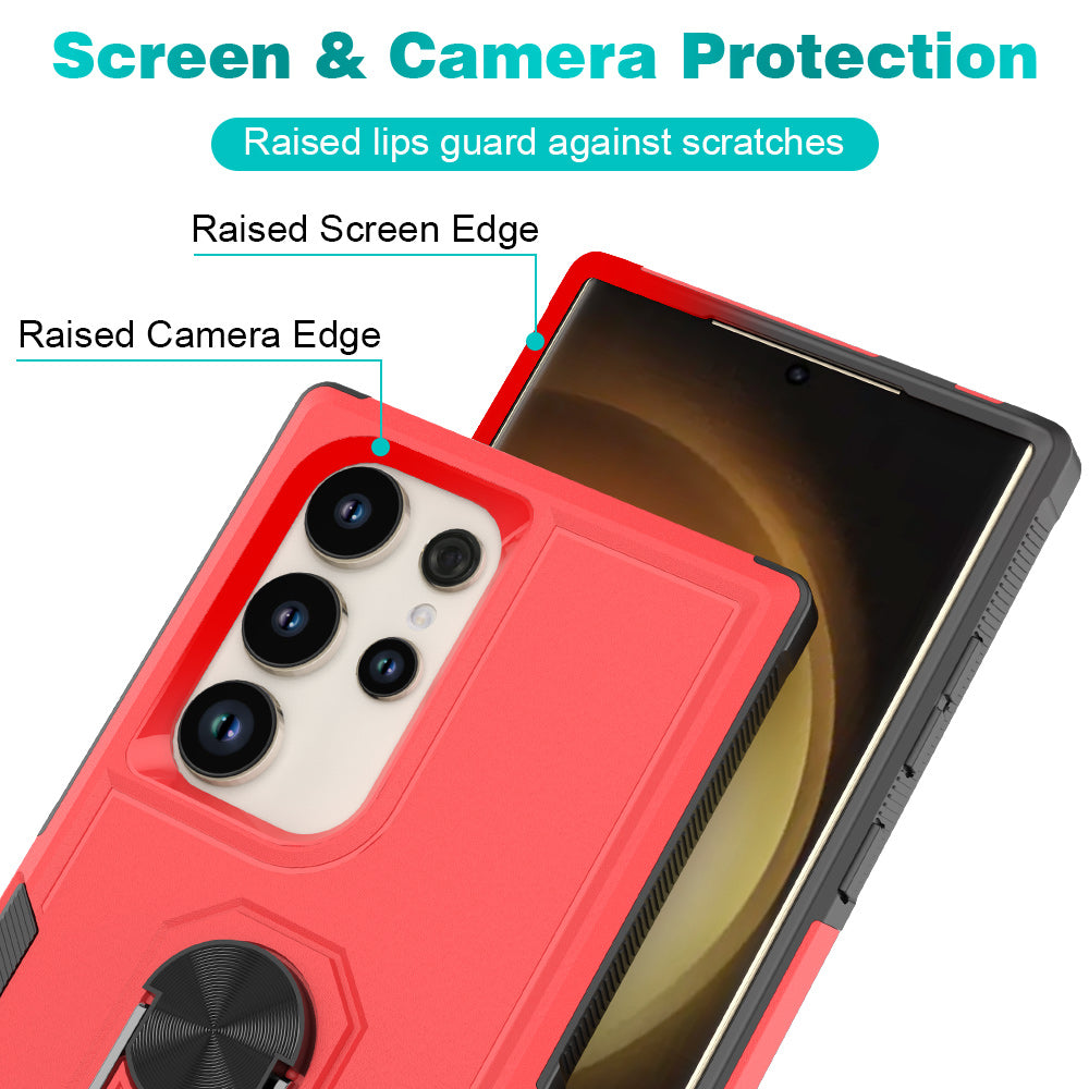 For Samsung Galaxy S24 Ultra Case Rotation Kickstand PC+TPU Protective Cover - Red