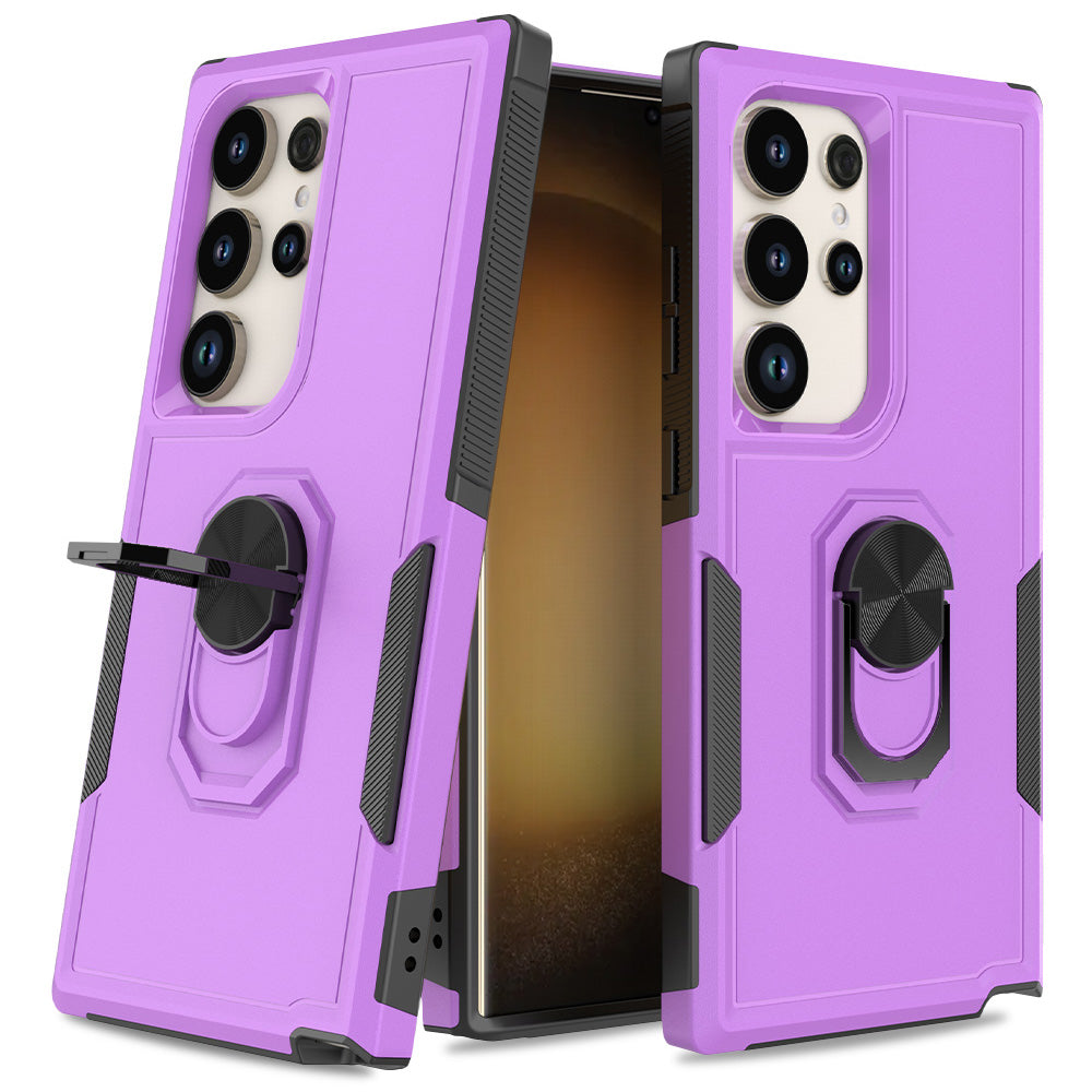 For Samsung Galaxy S24 Ultra Case Rotation Kickstand PC+TPU Protective Cover - Purple