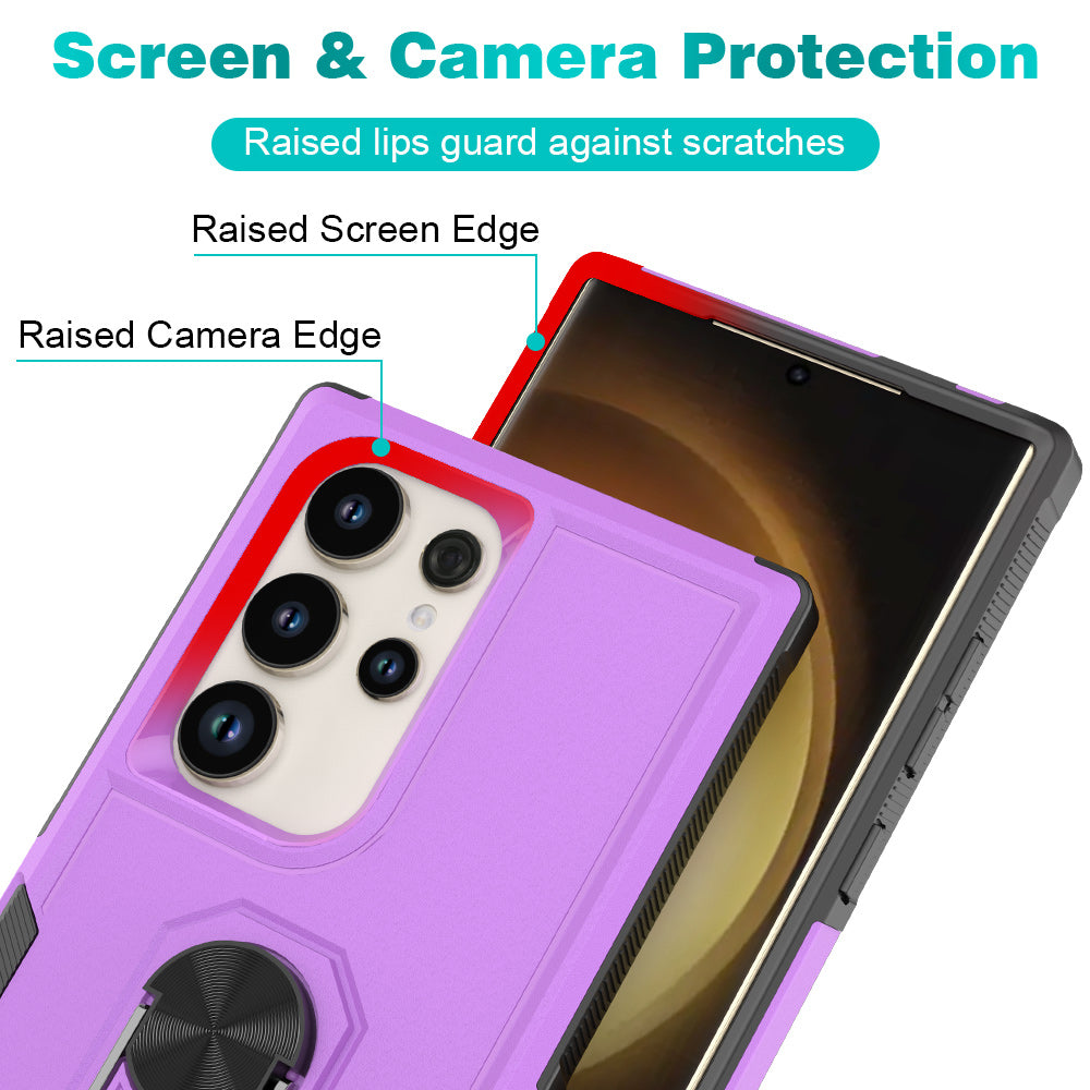 For Samsung Galaxy S24 Ultra Case Rotation Kickstand PC+TPU Protective Cover - Purple