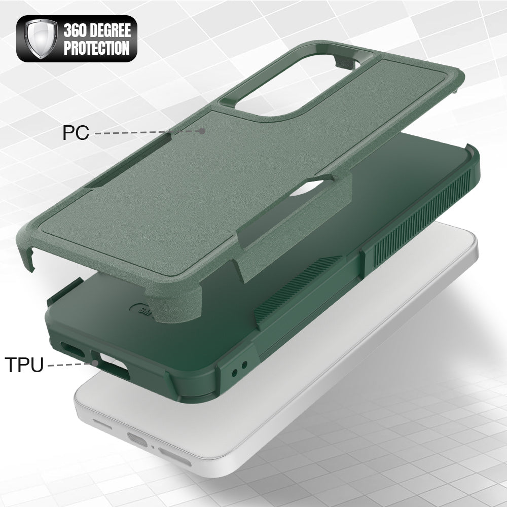 Anti-Drop Case for Samsung Galaxy S24+ Phone Shell Hard PC+Soft TPU Cover - Dark Green
