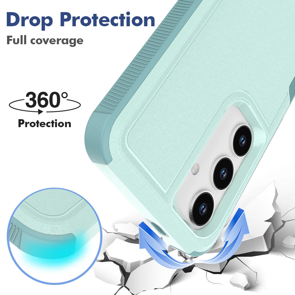 Anti-Drop Case for Samsung Galaxy S24+ Phone Shell Hard PC+Soft TPU Cover - Mint Green