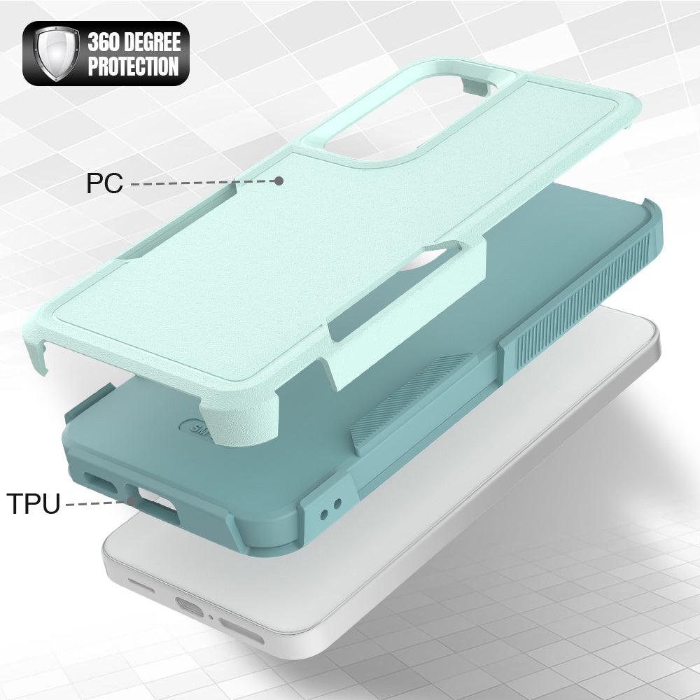 Anti-Drop Case for Samsung Galaxy S24+ Phone Shell Hard PC+Soft TPU Cover - Mint Green