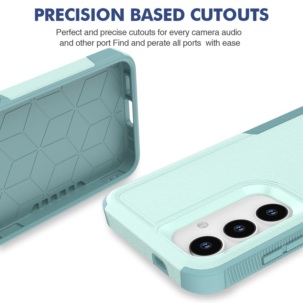 Anti-Drop Case for Samsung Galaxy S24+ Phone Shell Hard PC+Soft TPU Cover - Mint Green