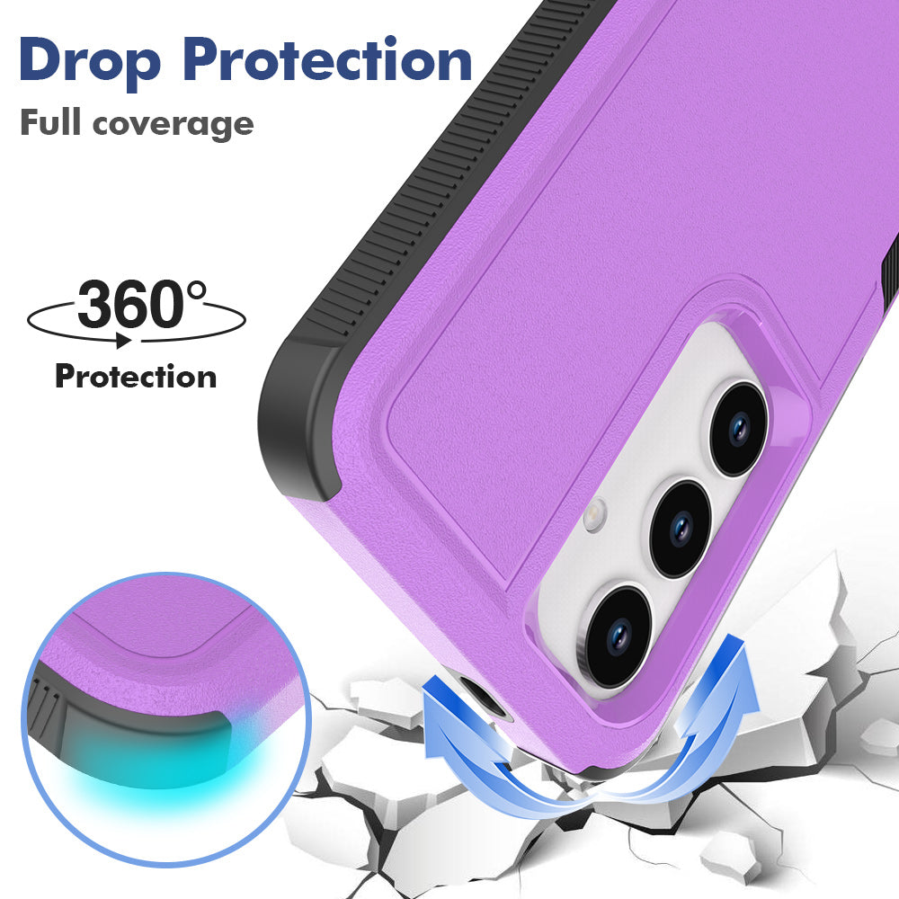 Anti-Drop Case for Samsung Galaxy S24+ Phone Shell Hard PC+Soft TPU Cover - Purple
