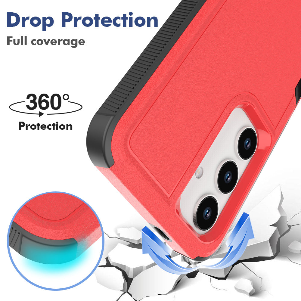 Anti-Drop Case for Samsung Galaxy S24+ Phone Shell Hard PC+Soft TPU Cover - Red