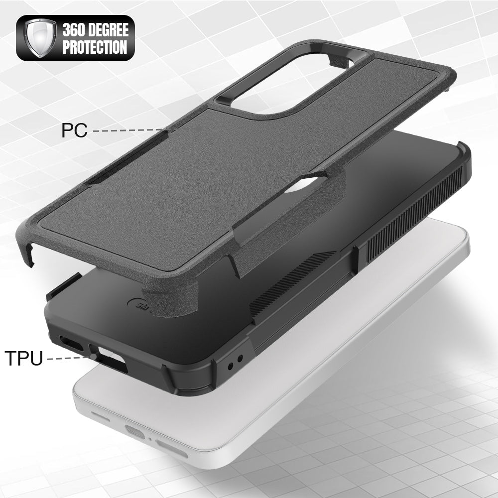 Anti-Drop Case for Samsung Galaxy S24+ Phone Shell Hard PC+Soft TPU Cover - Black