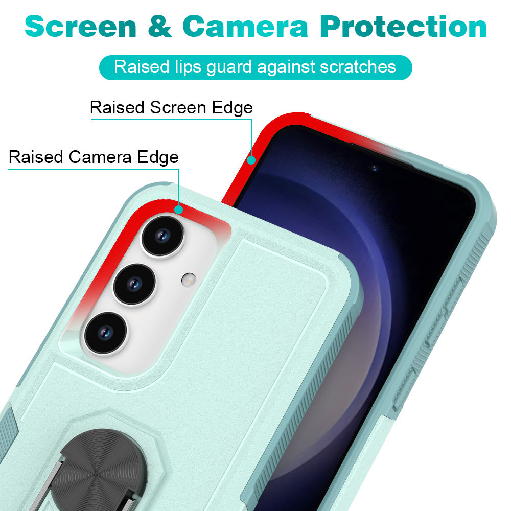 For Samsung Galaxy S24+ Phone Case Anti-drop Rotation Kickstand Protective Cover - Mint Green
