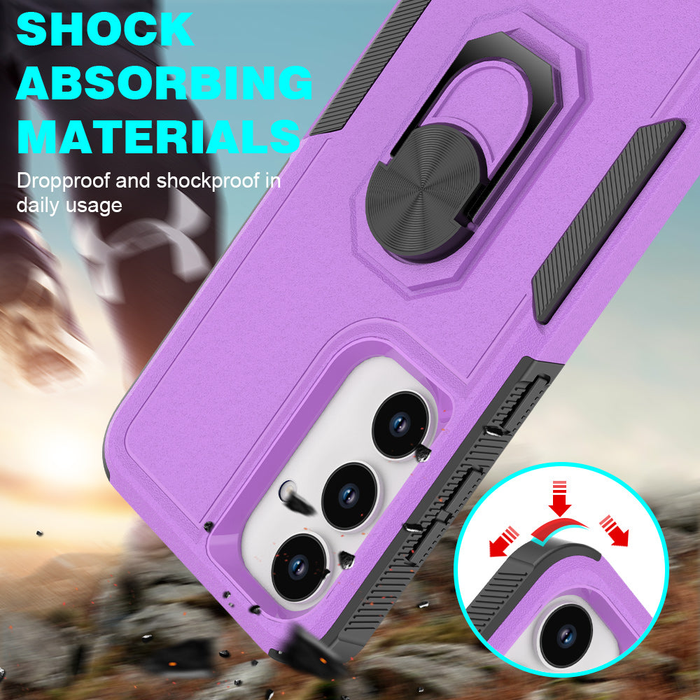 For Samsung Galaxy S24+ Phone Case Anti-drop Rotation Kickstand Protective Cover - Purple