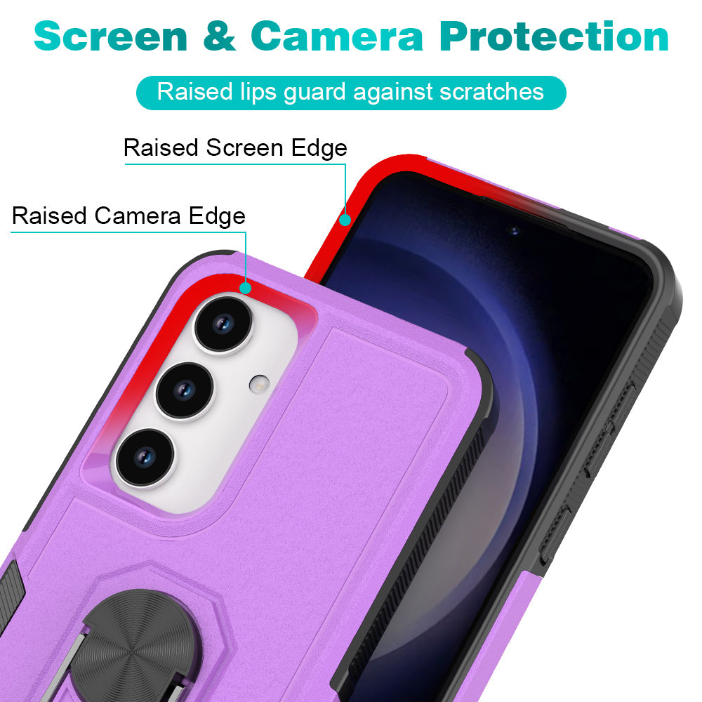 For Samsung Galaxy S24+ Phone Case Anti-drop Rotation Kickstand Protective Cover - Purple