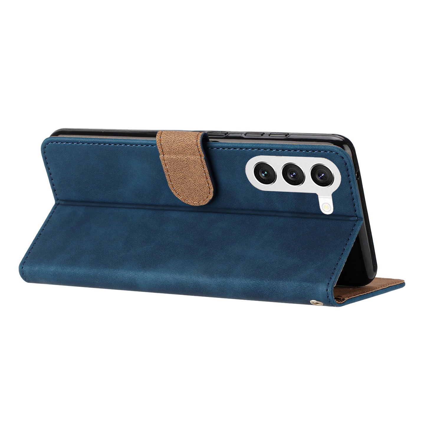 For Samsung Galaxy S24+ Case Wallet Stand Phone Cover Imprinted Butterfly PU Leather Phone Shell - Blue