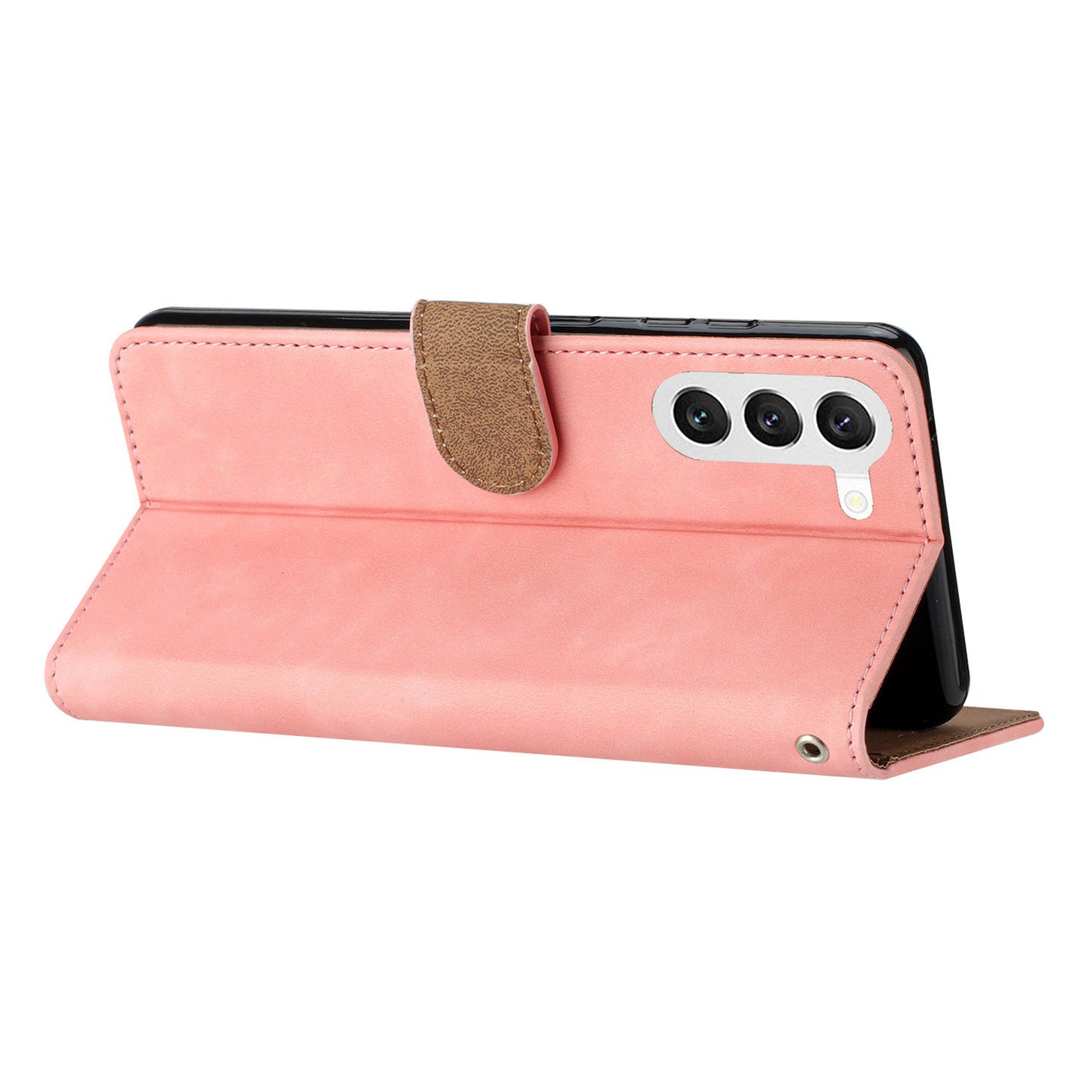 For Samsung Galaxy S24 Case Anti-Scratch Phone Shell Imprinted Leather Wallet Stand Cover - Pink