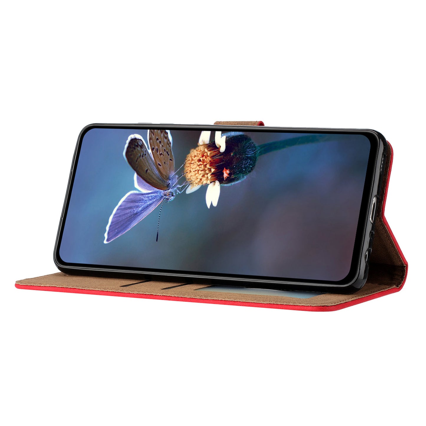 For Samsung Galaxy S24 Case Anti-Scratch Phone Shell Imprinted Leather Wallet Stand Cover - Red